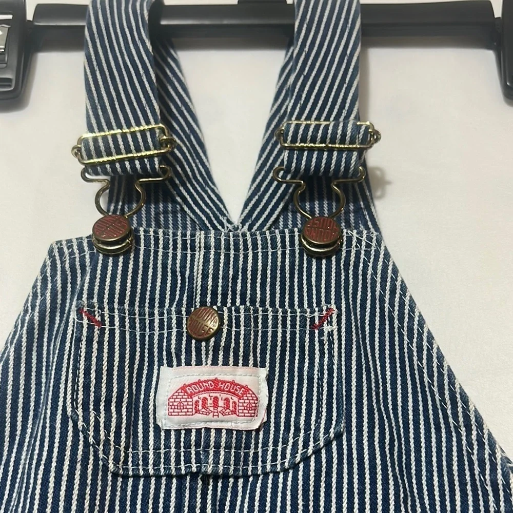 Blue Denim Overalls with Adjustable Straps and Bib Front